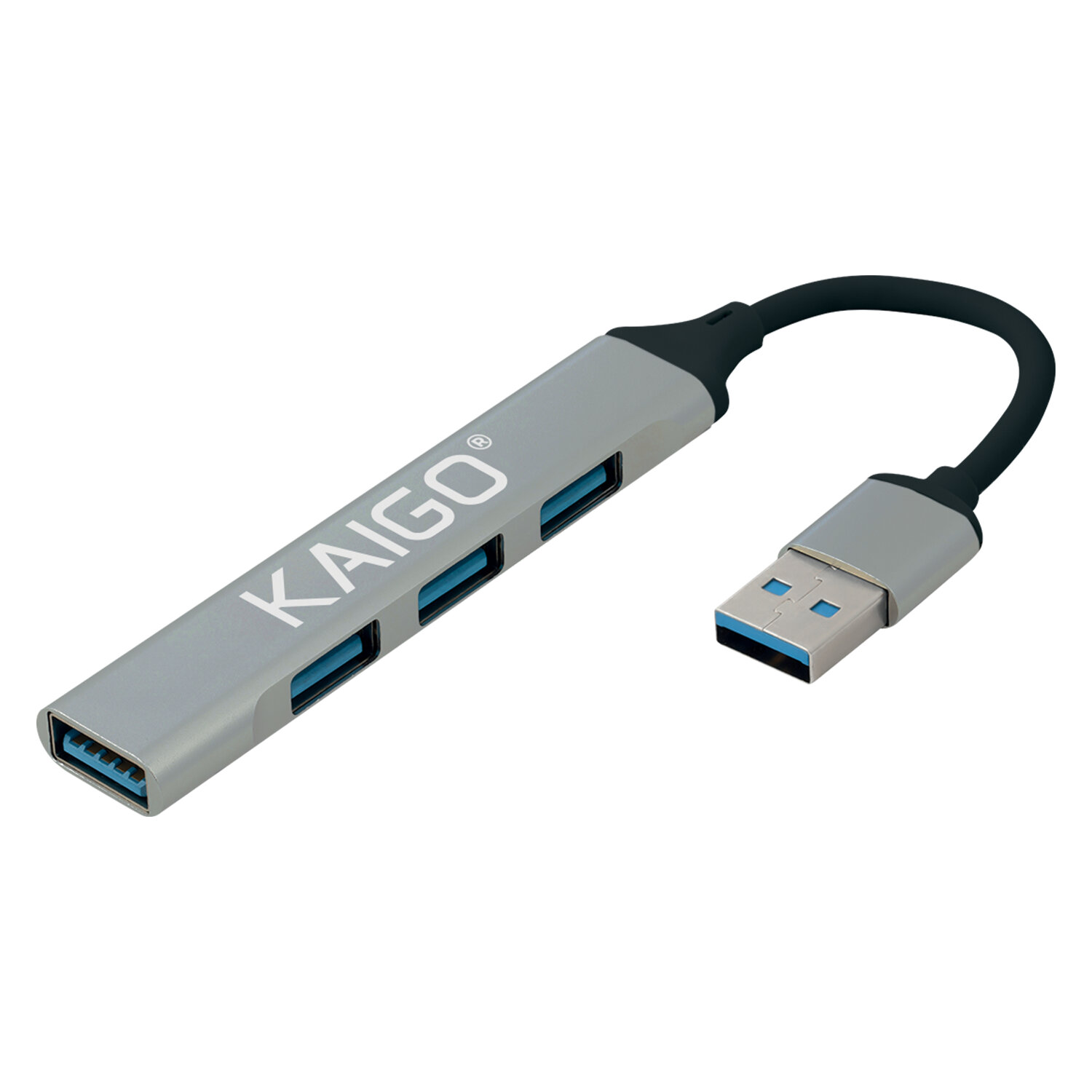 Упаковка 4 шт. Хаб-разветвитель KG-088, USB-A 3.2, высокоскоростной, 4 в 1, 1 х USB-A 3.2, 3 x USB-A 2.0, 60 мм, серый, KAIGO (кайго), 355062
