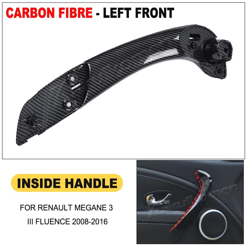 Накладка на ручку двери Renault Megane 3 Fluence, левая, carbon