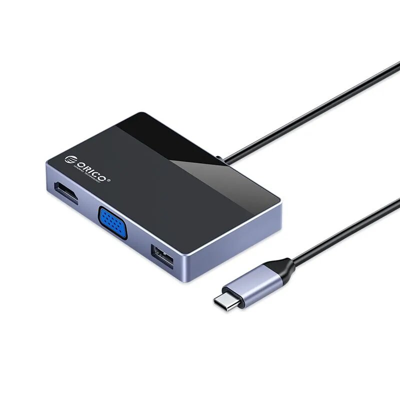 USB-концентратор, разветвитель, хаб, HDMI, USB-A, VGA, ORICO 5 в 1 черный/серый (ORICO-DM-5P-BK-BP)