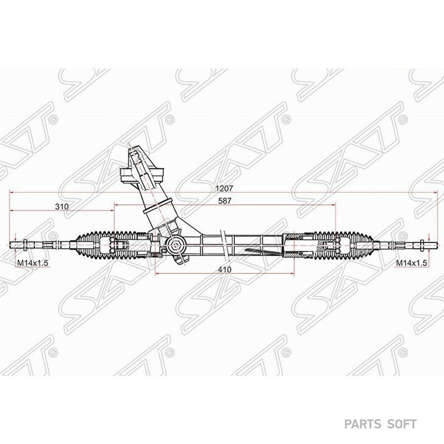 Рейка рулевая Skoda Rapid 12-20 / Volkswagen Polo 09-20 (Левый руль) от официального дистрибьютора, SAT, артикул ST6C1423057H