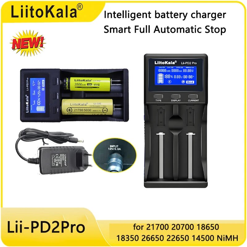 LiitoKala Lii-PD2 Pro зарядное устройство для аккумуляторов 21700/20700/18650/18350 Lii-PD2-pro-EU