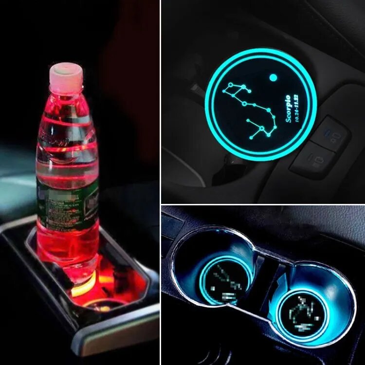 Scorpio 2 предмета Car Constellation Series AcrylicColorful USB Charger Water Cup Groove LED Atmosphere Light (Scorpio)