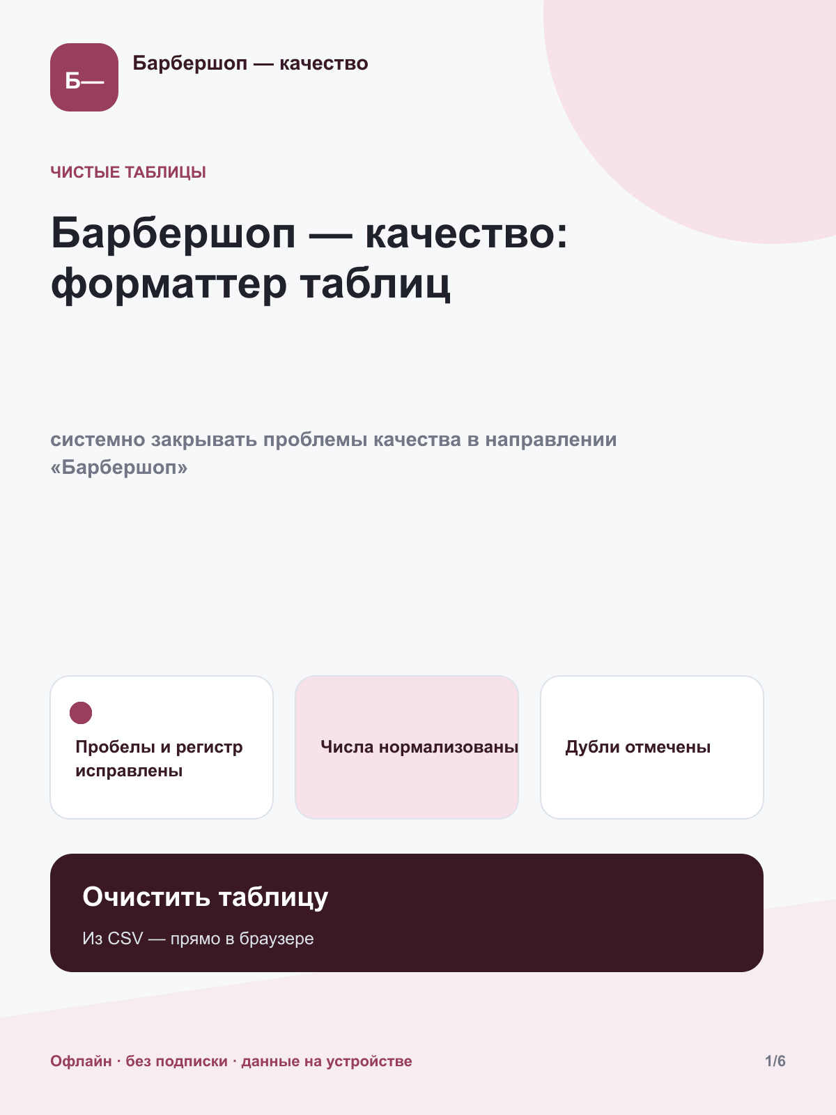 Барбершоп — качество: форматтер таблиц