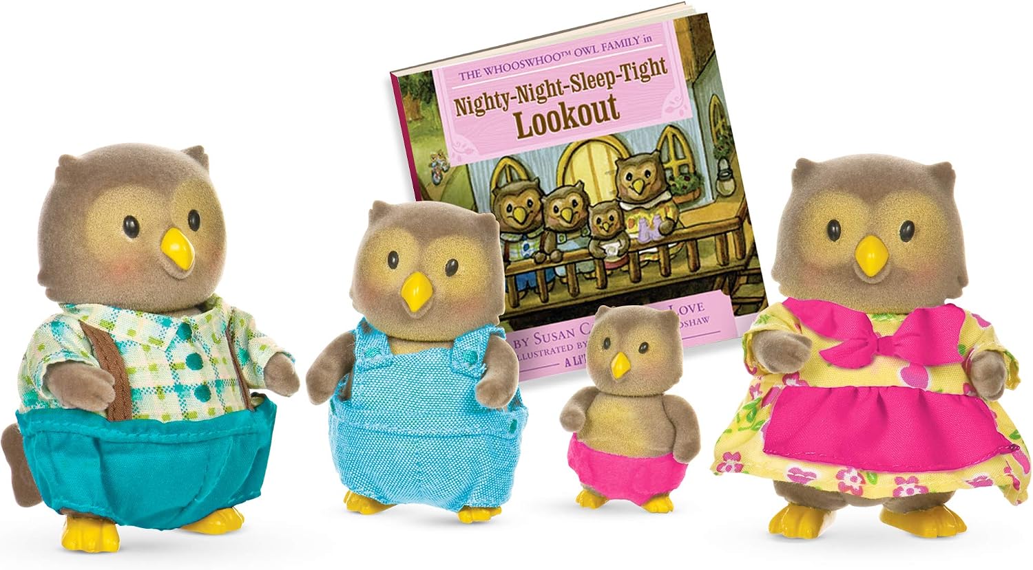 Игровой набор Li'l Woodzeez - Семья сов + книжка со сказкой на английском языке - B004T3J6SG