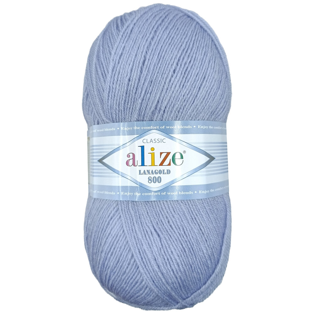 Пряжа для вязания Alize Lanagold 800 цвет 200 серо-сиреневый 100 гр/730 м 49% шерсть, 51% акрил