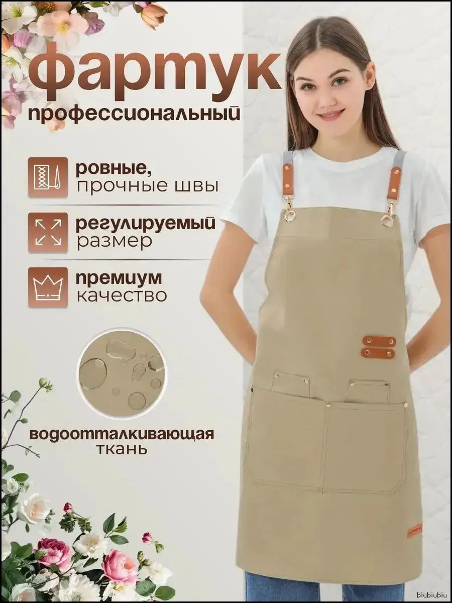Фартук кухонный , песочный, бежевый, коричневый, Артикул: 5539333156