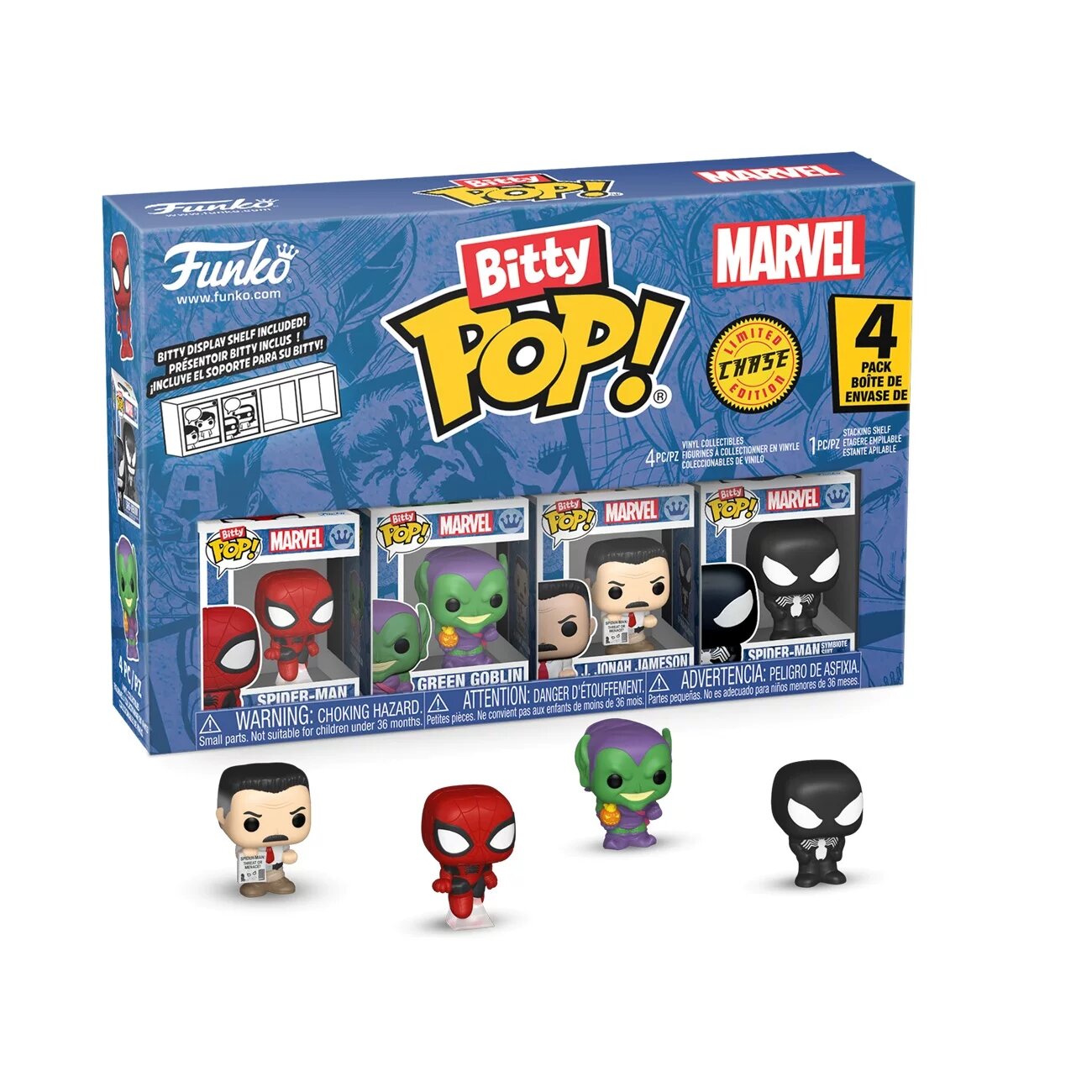 Фигурка Funko Bitty Pop! Marvel Человек-Паук 3 шт + 1 случайная коллекционная игрушка для детей