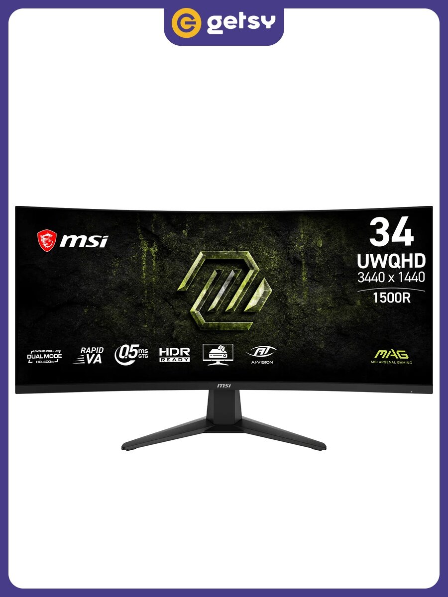 Монитор MSI MAG 346CQDF 9S6-3DD71M-022 игровой изогнутый 34" 400 Гц, VA 3440x1440, DP, HDMI, черный