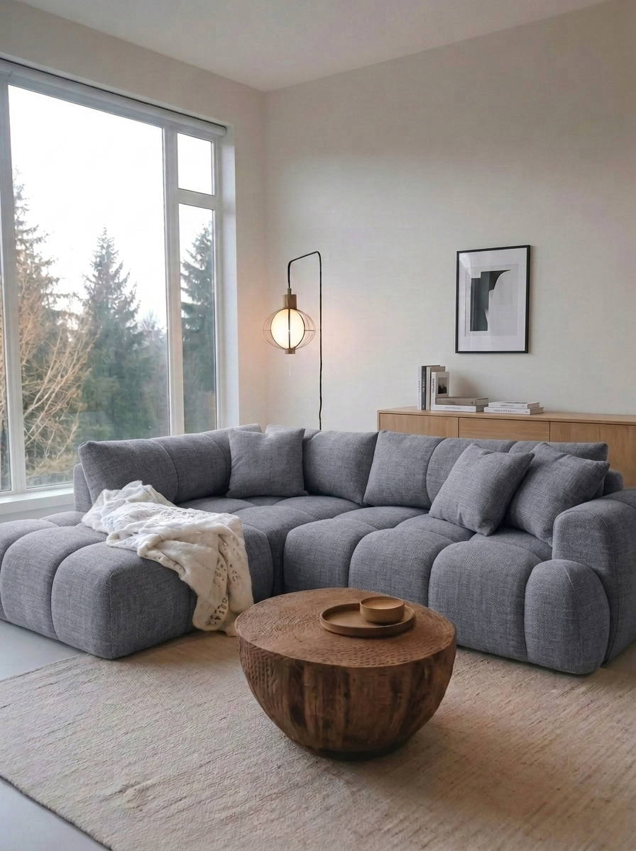 Диван с оттоманкой Маринара Strong Plus 04 FM 242x144x80 см, фиолетовый Рогожка, еврокнижка Фиеста