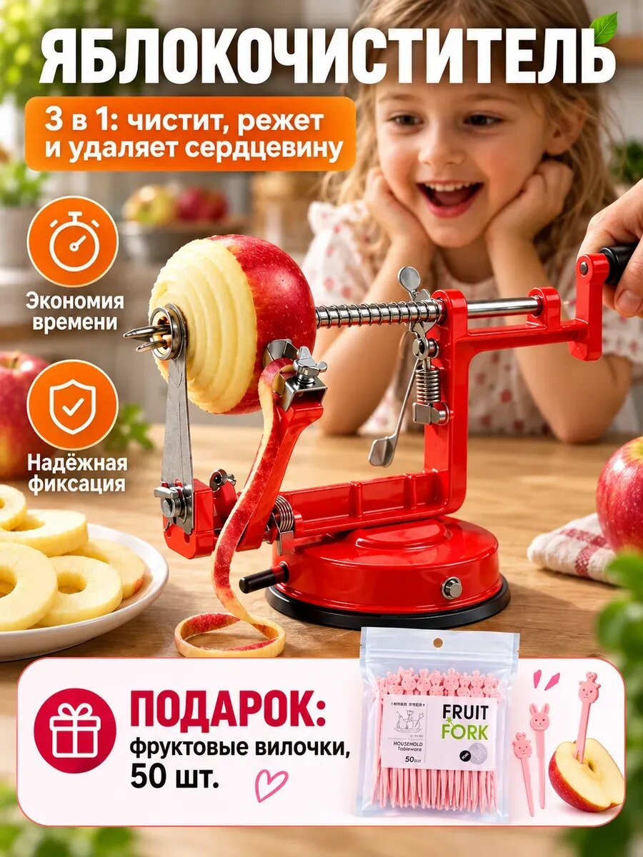 Яблокорезка Ezidri Apple Peeler на присоске