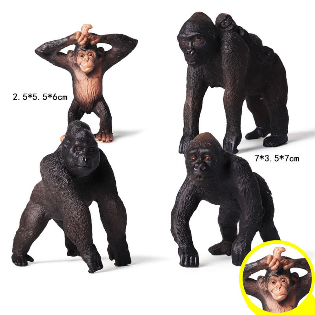 4 Шт Модель Симуляции Гориллы Игрушка Для Детей Декор Аксессуар Coffee 4Pcs