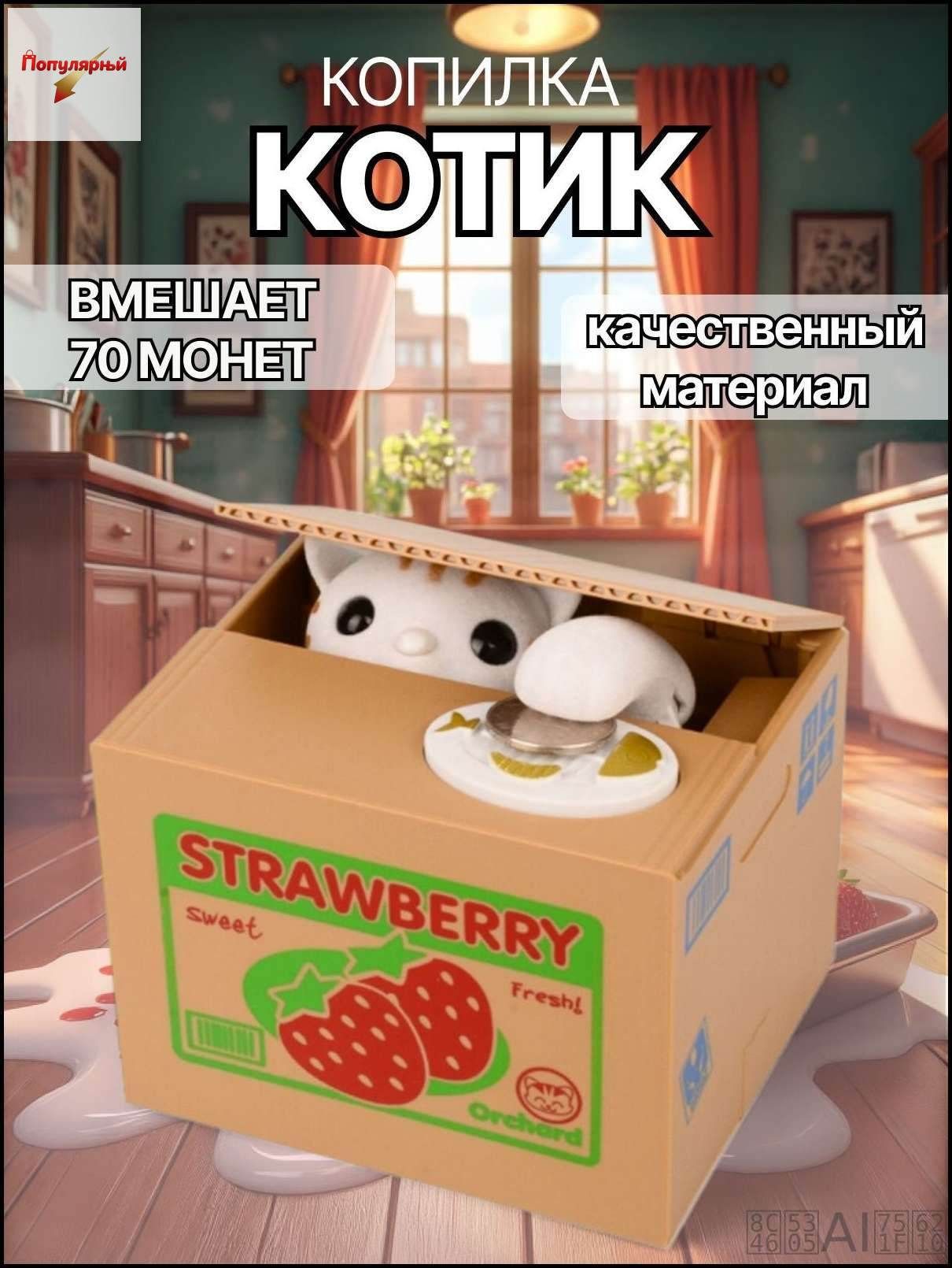 Копилка "Котик клубника"