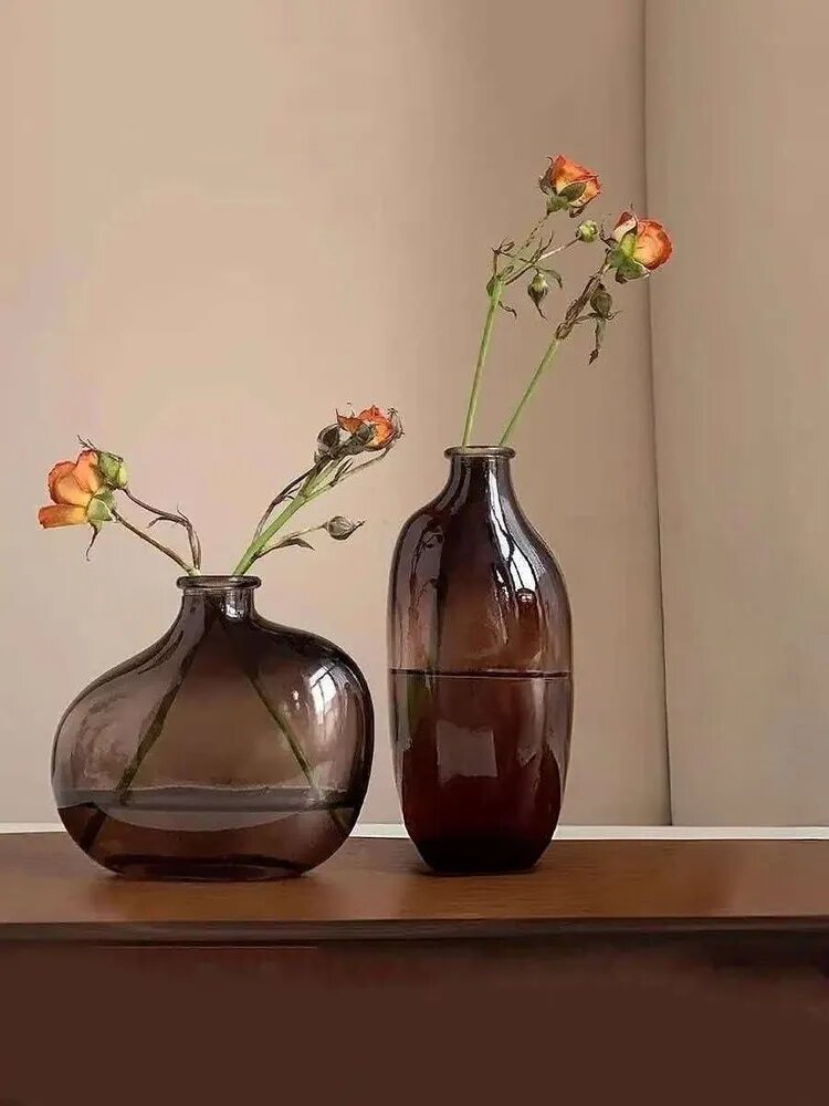 Ваза "стеклянная бутылка", 15 см , стекло, 2 шт