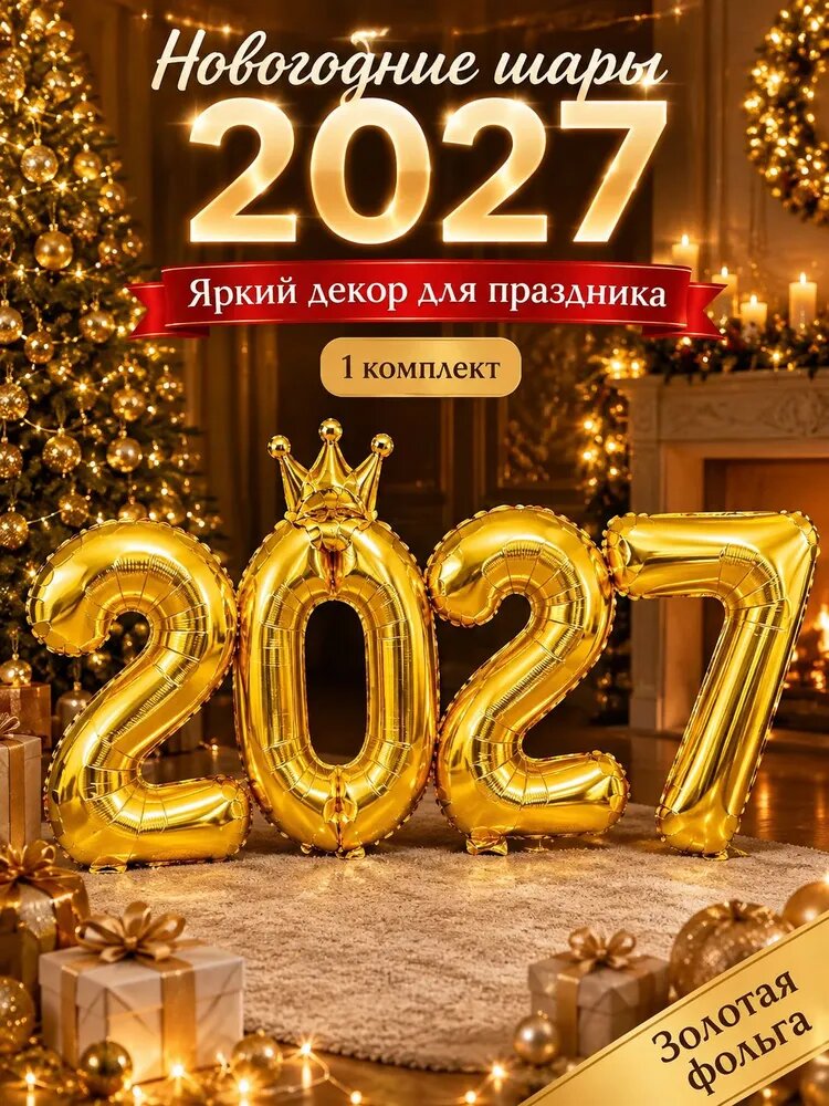 Огромный воздушный шар из алюминиевой пленки на Новый 2027 год, Елочные украшения, подарки новогодние, Рождественские игрушки, 72x33cm, 1 шт.