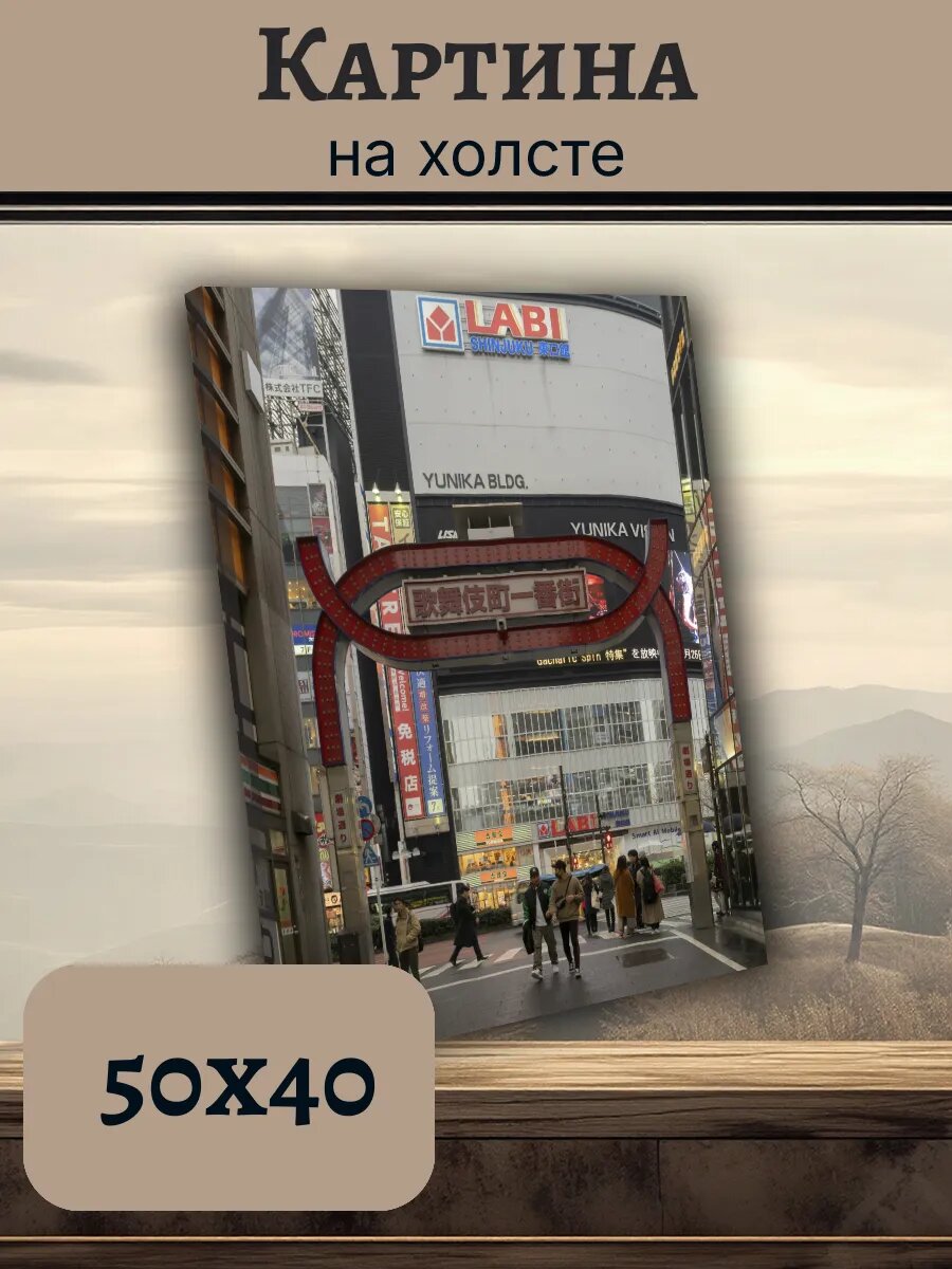 Картина Постер Китай China 40x50 кабуки-тё Токио