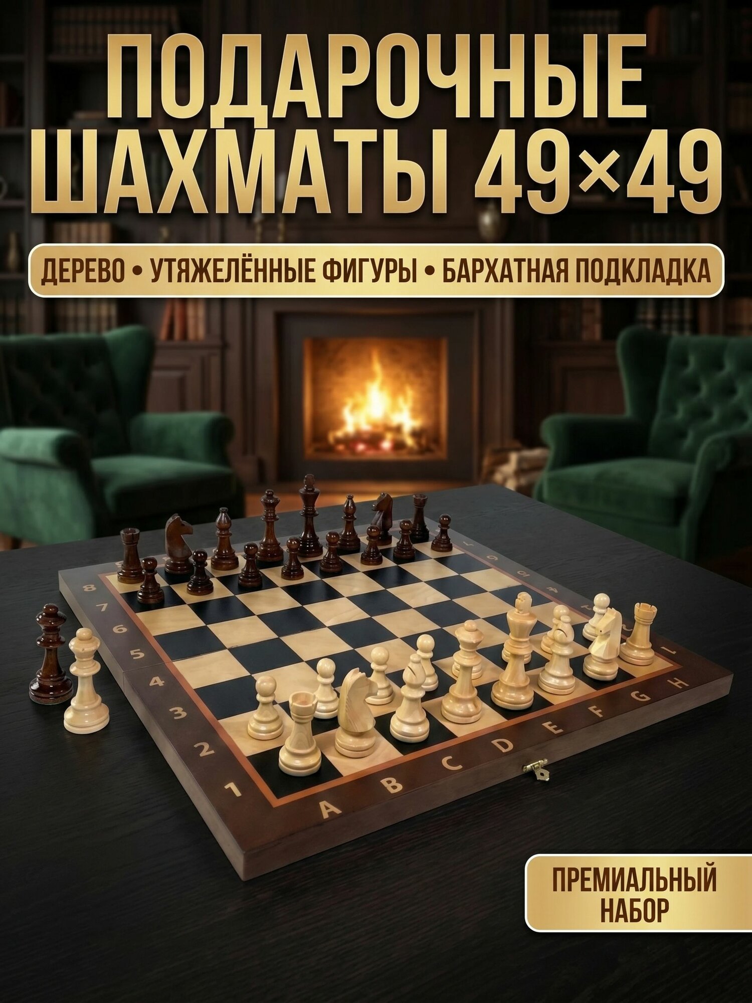 Шахматы деревянные подарочные 49х49см