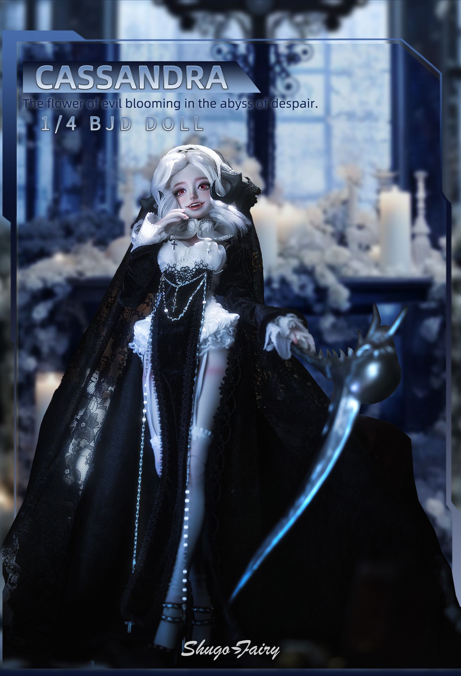 BJD Кукла 1/4 Кассандра Полный комплект C Демоническим козлиным рогом из смолы Shugafairy(Без прически)