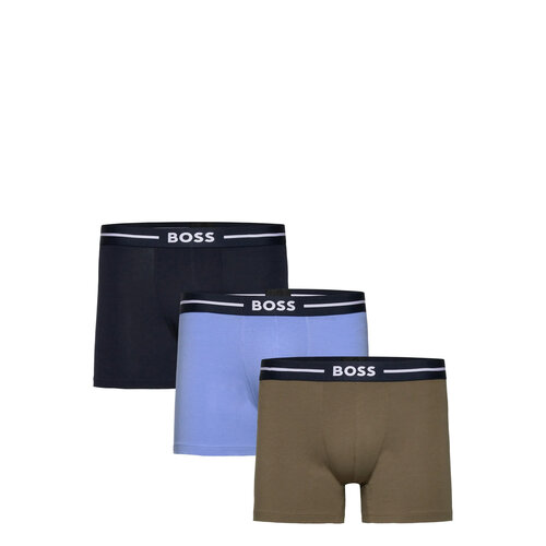 Трусы BOSS Boxer Brief Bold, комплект из 3 шт., размер M, хаки, голубой