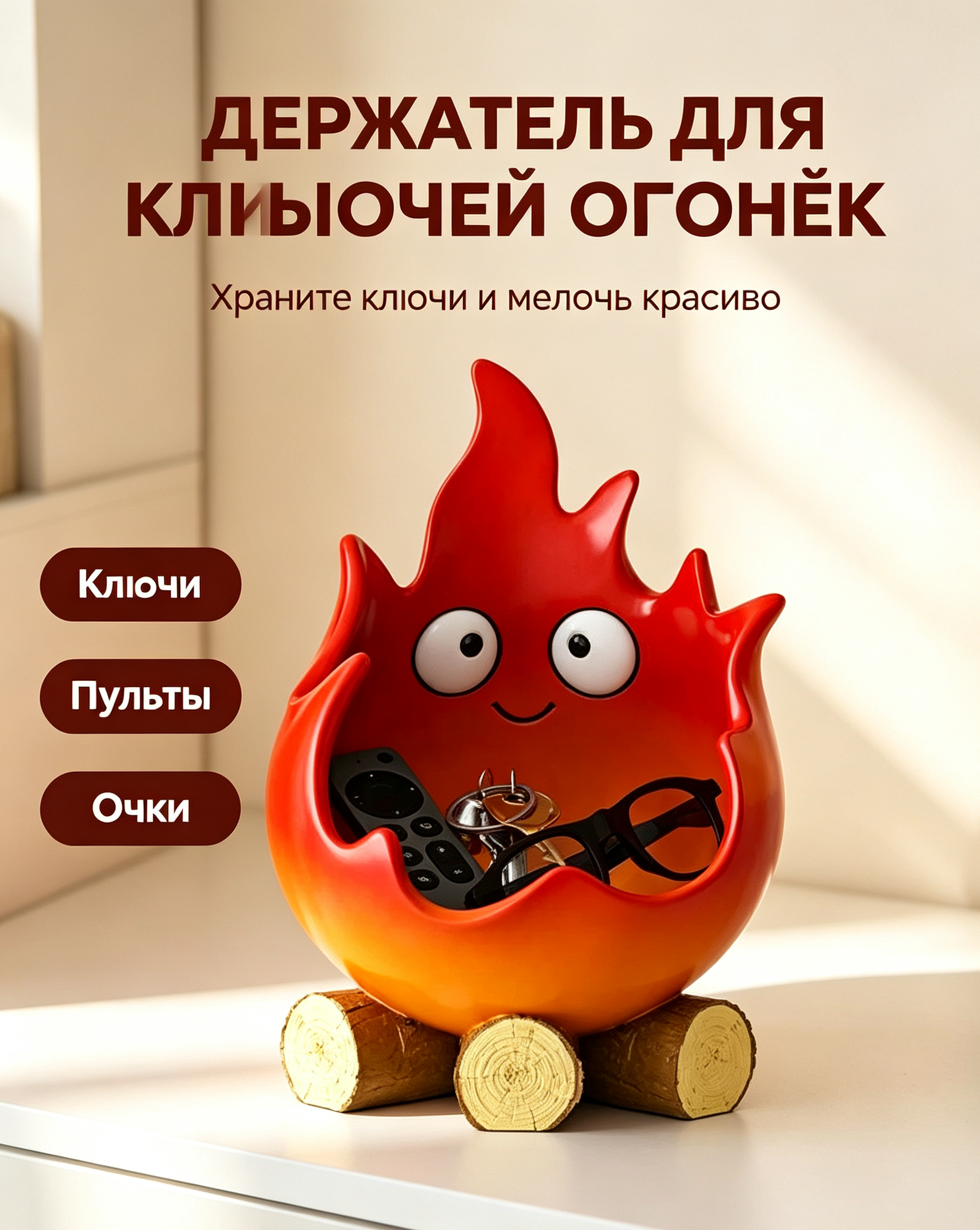 Креативный держатель для ключей от огненных дров, украшение для хранения у входа в дом