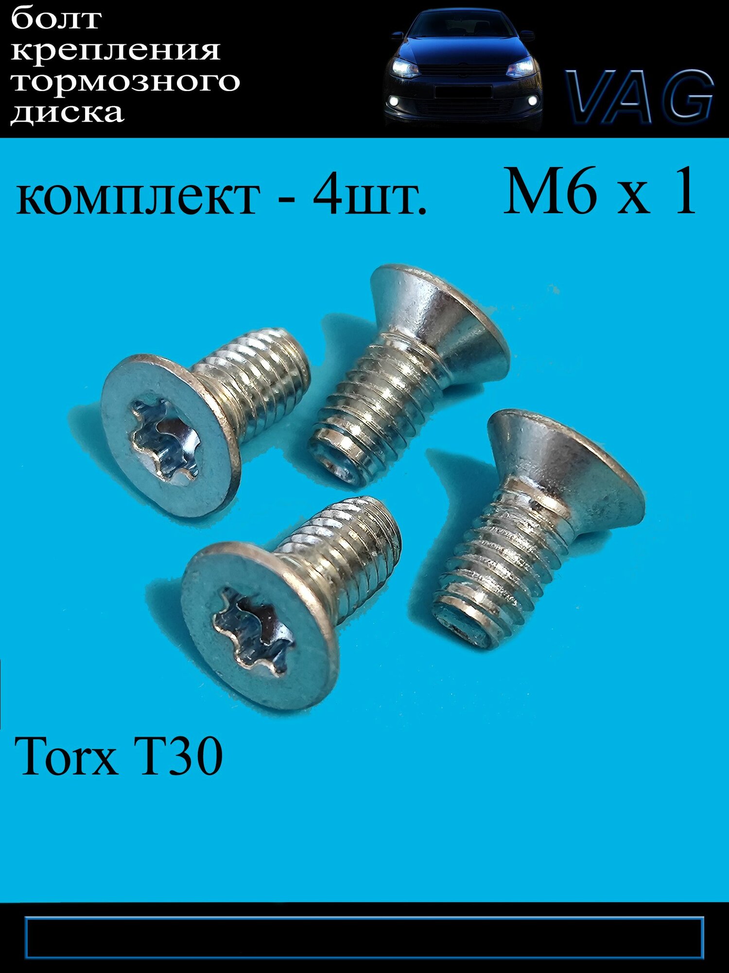 Болт крепления тормозного диска М6х1