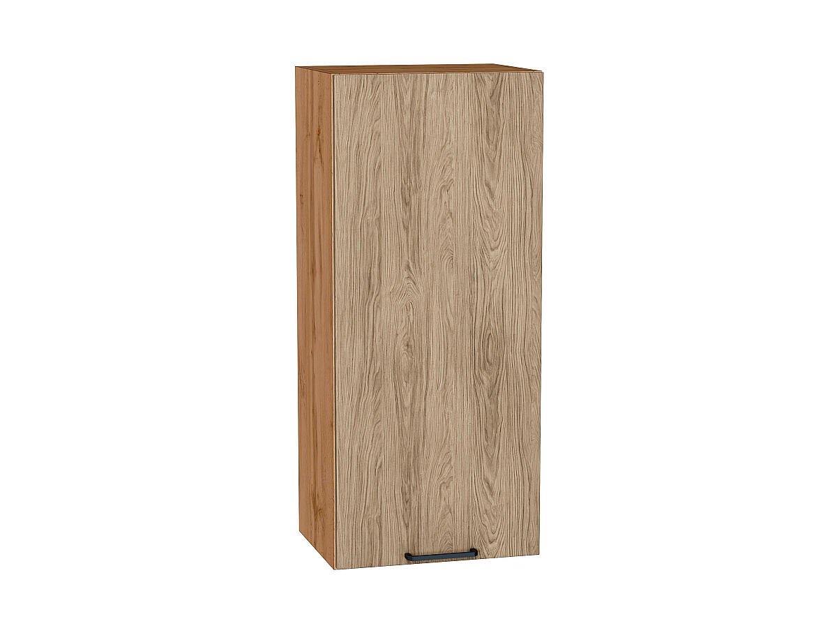 Шкаф верхний с 1-ой дверцей Флэт, цвет фасада Natural Casella Oak 2S, цвет каркаса Дуб Вотан, 920*400*318 (В*Ш*Г) мм