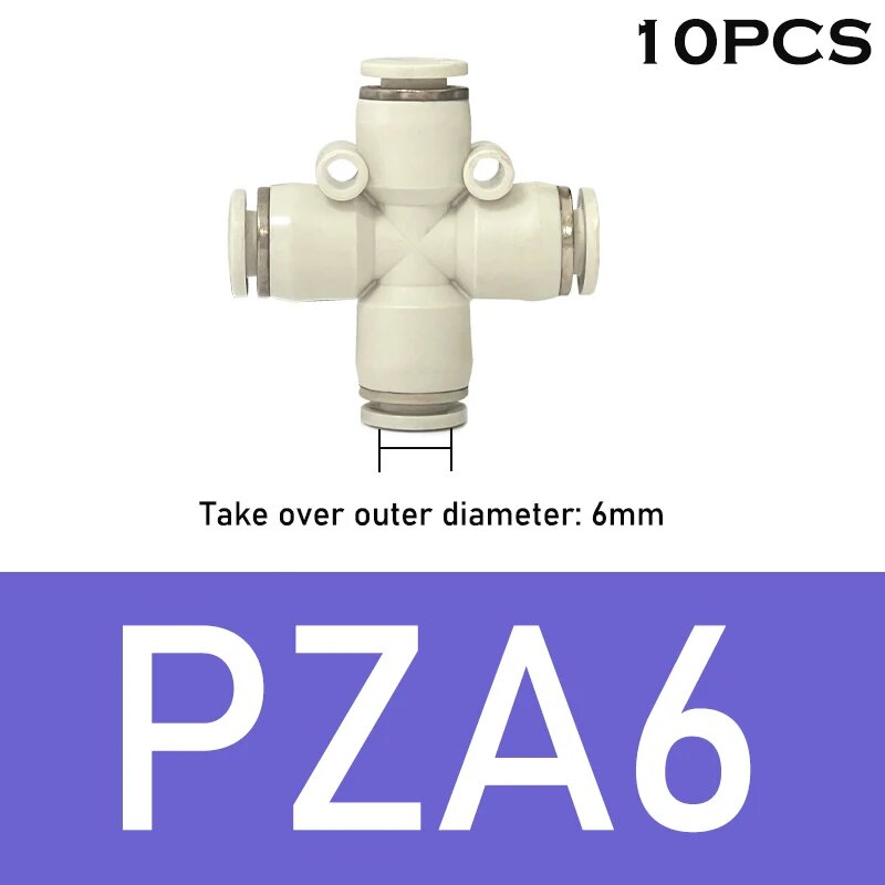 Пневматический крестообразный фитинг PZA6, 6 мм, 10 шт.