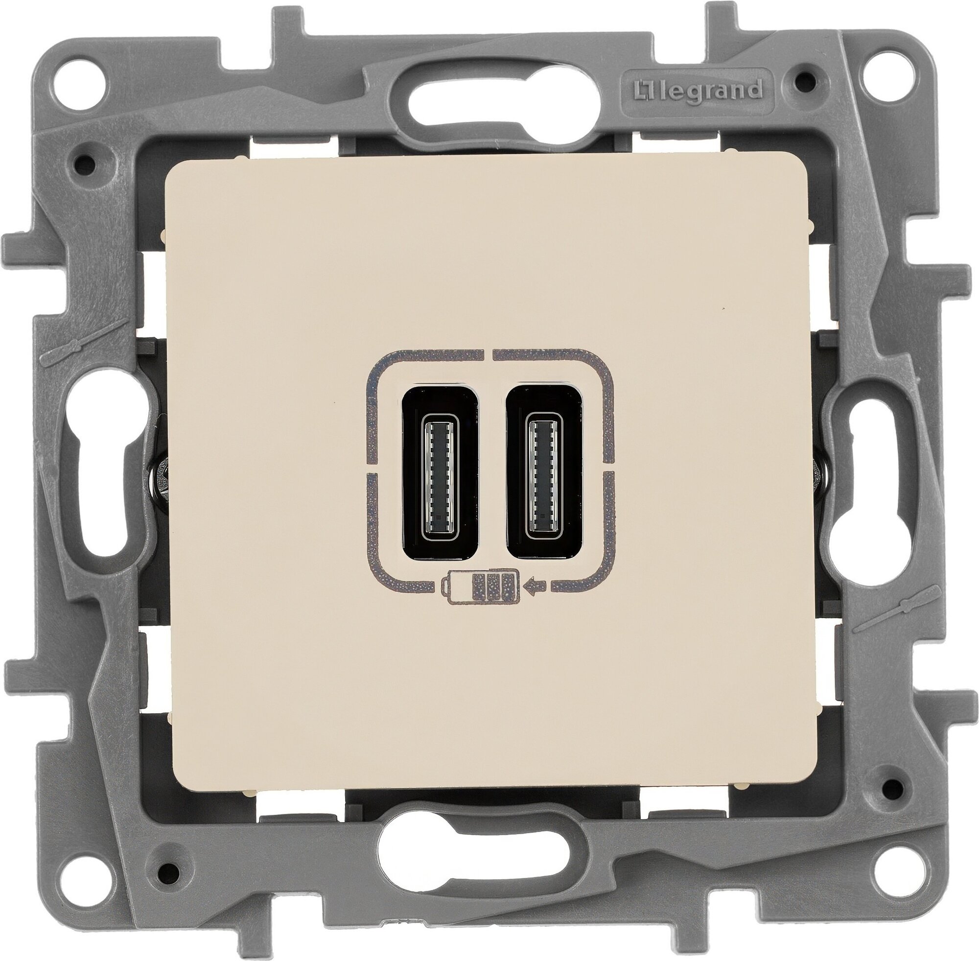 Розетка USB Type-C 2 поста Legrand Etika слоновая кость