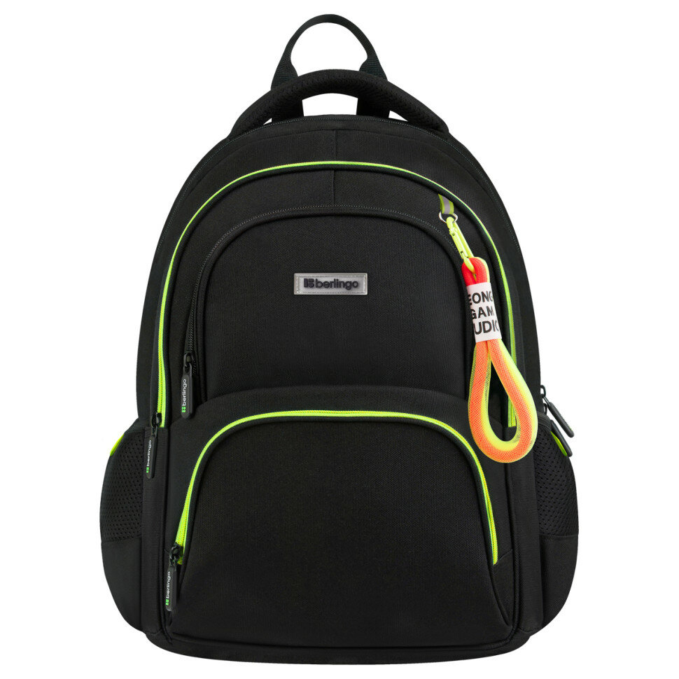 Рюкзак Berlingo NeonBase "Bright green" 41*30*17см, 2 отделения, 4 кармана, эргономичная спинка, 389792