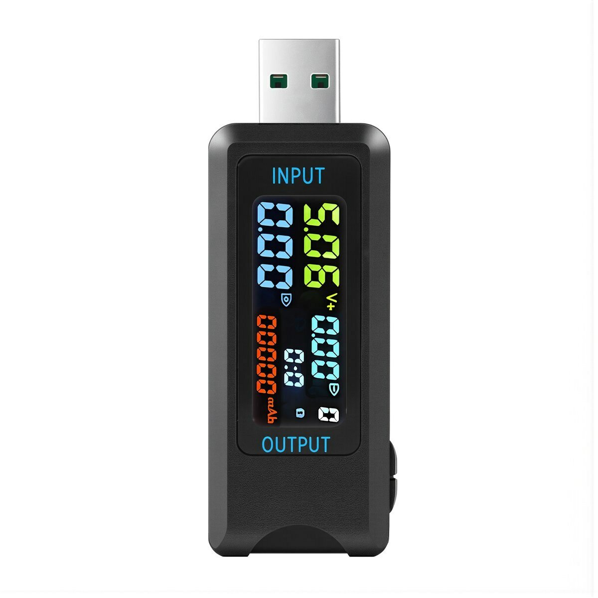Компактный портативный вольтамперметр USB для проверки выходной мощности зарядок смартфонов и ноутбуков поддержка интерфейса Type-C, USB интерфейс / 0.2 В