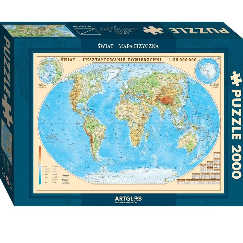 Пазл ArtGlob физическая карта мира 1:35 000 000, 2000 элементов, 96,6x68,8 см