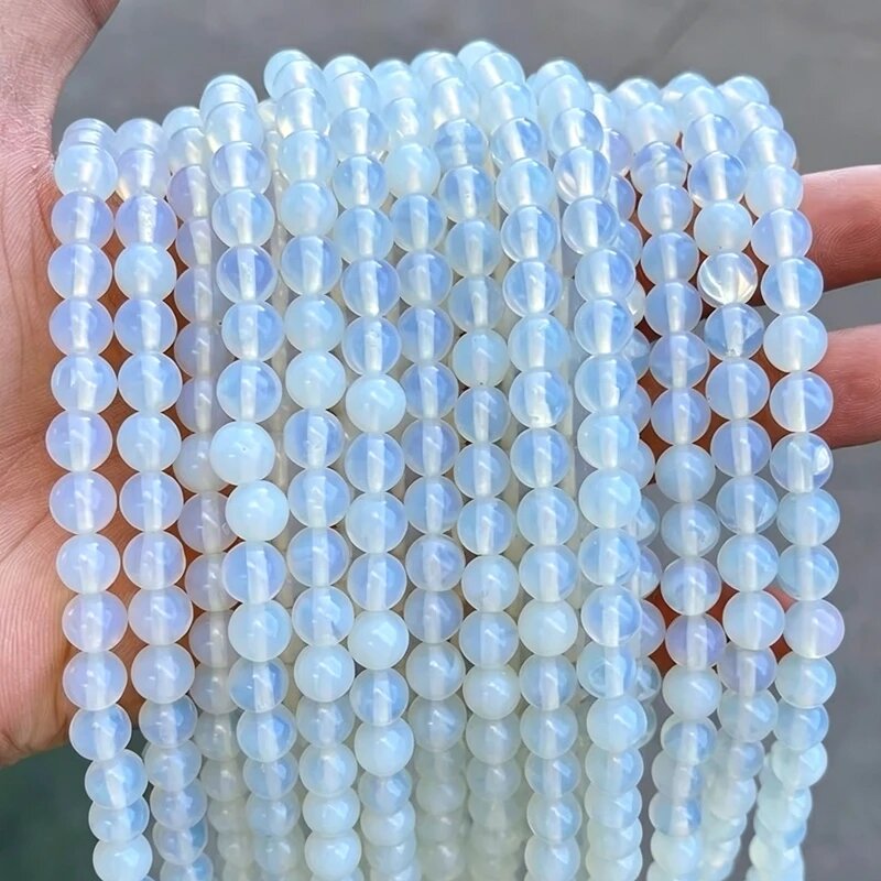 Бусины из красного граната 4/6/8/10/12 мм 8mm (approx 46pcs), White Opal