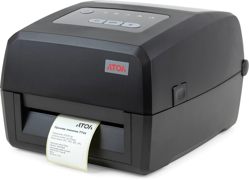 Термопринтер Атол TT44 (60111) 203dpi 203мм/с/USB/RS232/Eth для печ. накл. черный