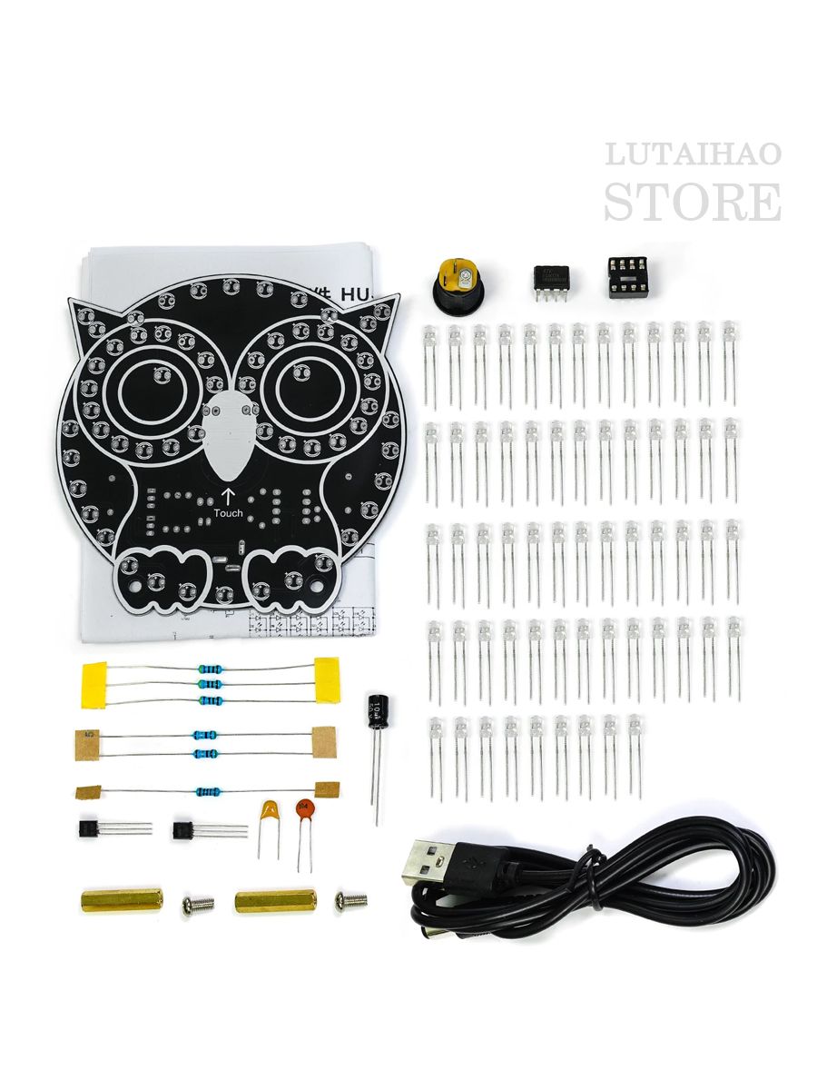 Светодиодный дисплей owl kit, DIY Набор для пайки, 1 шт