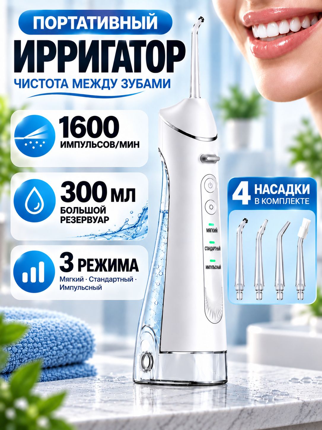 Ирригатор для полости рта портативный для зубов