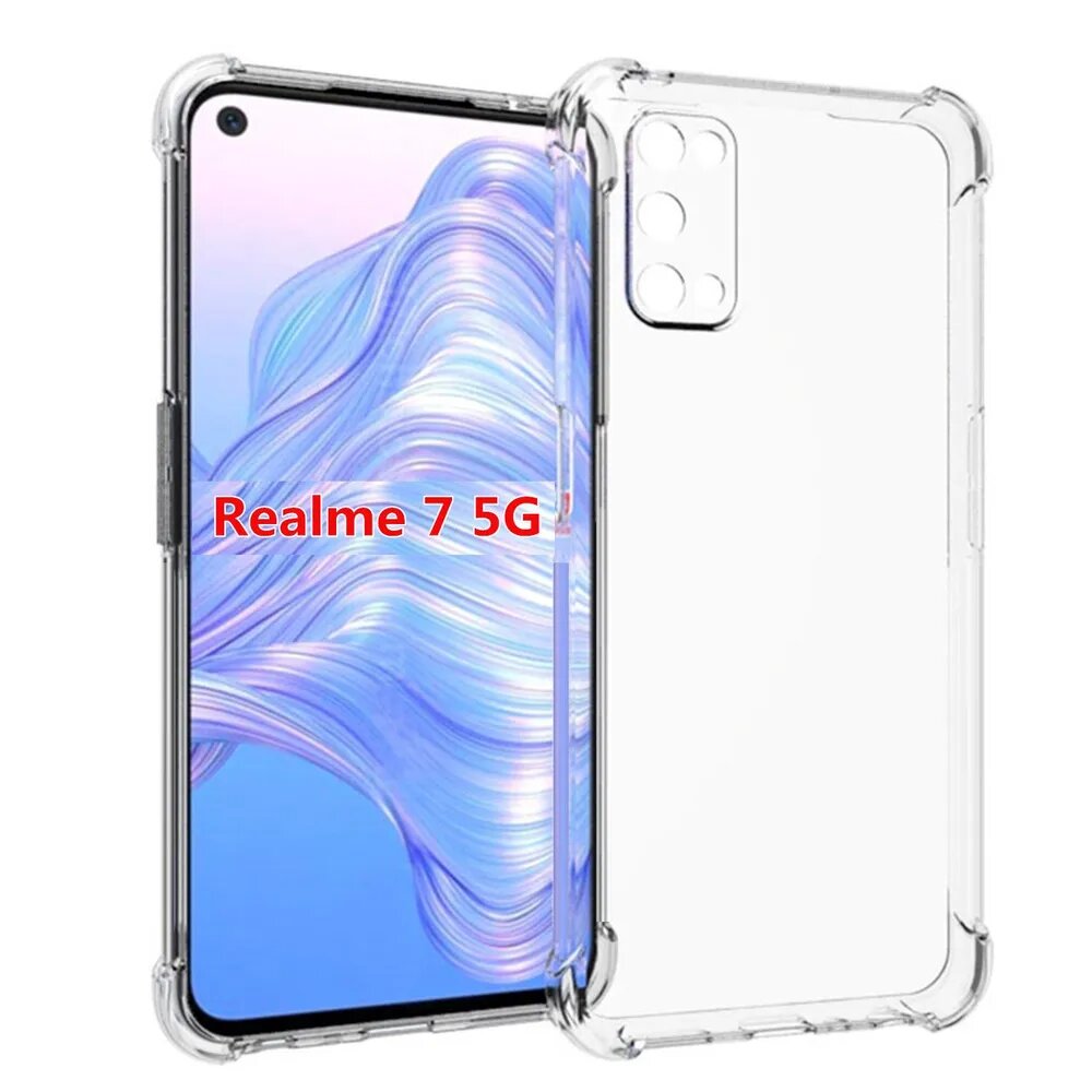 Чехол на Realme 7 5G противоударный силиконовый с усиленными углами и защитой камер