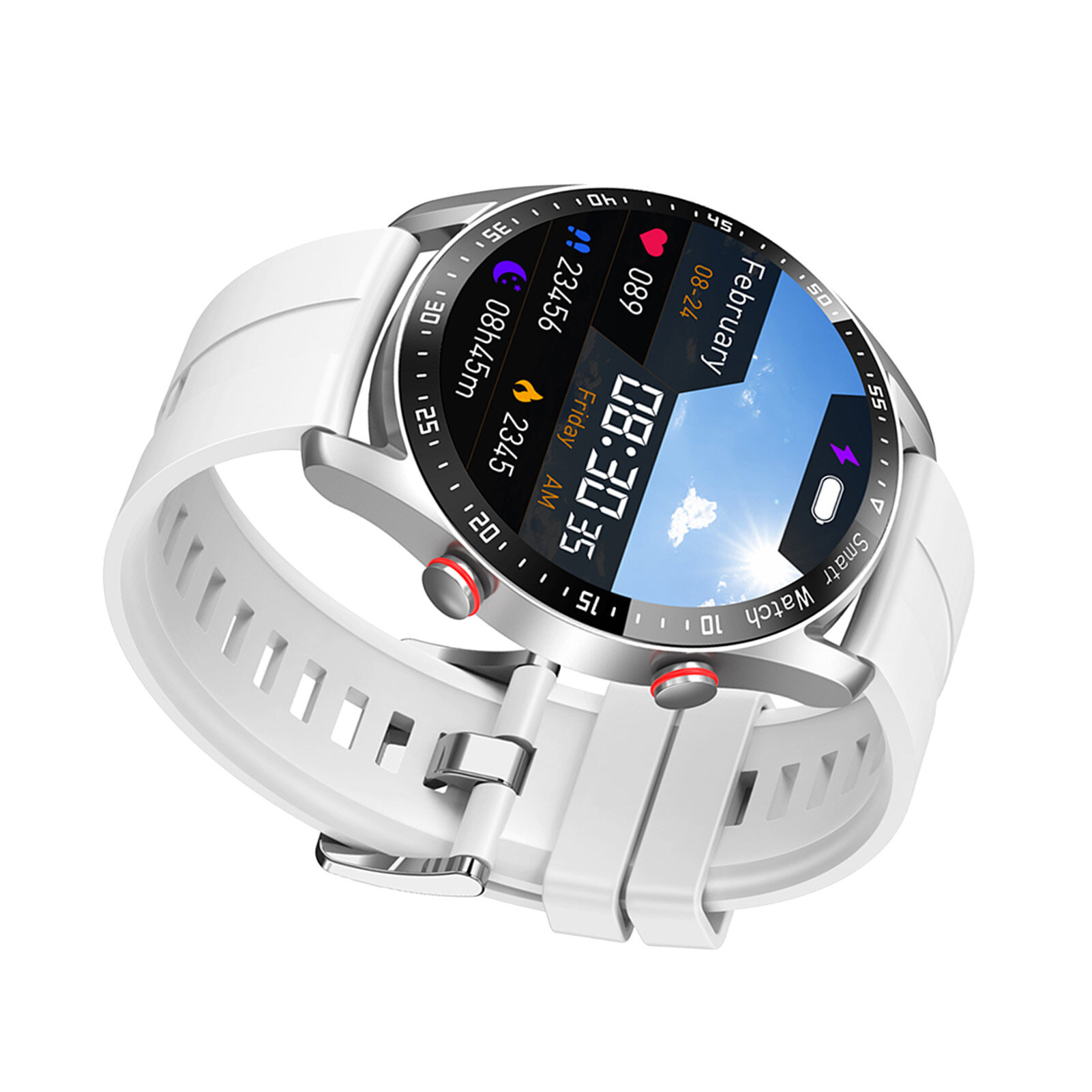 Мониторинг здоровья, спортивные часы с Bluetooth, 1.52 дюйма, серебряного цвета, для спорта и фитнеса