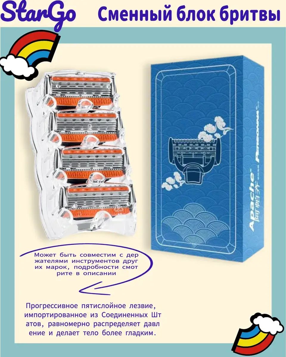 Сменный блок для бритвы, подходящий для хвостовика HYMM Amway, 4 шт
