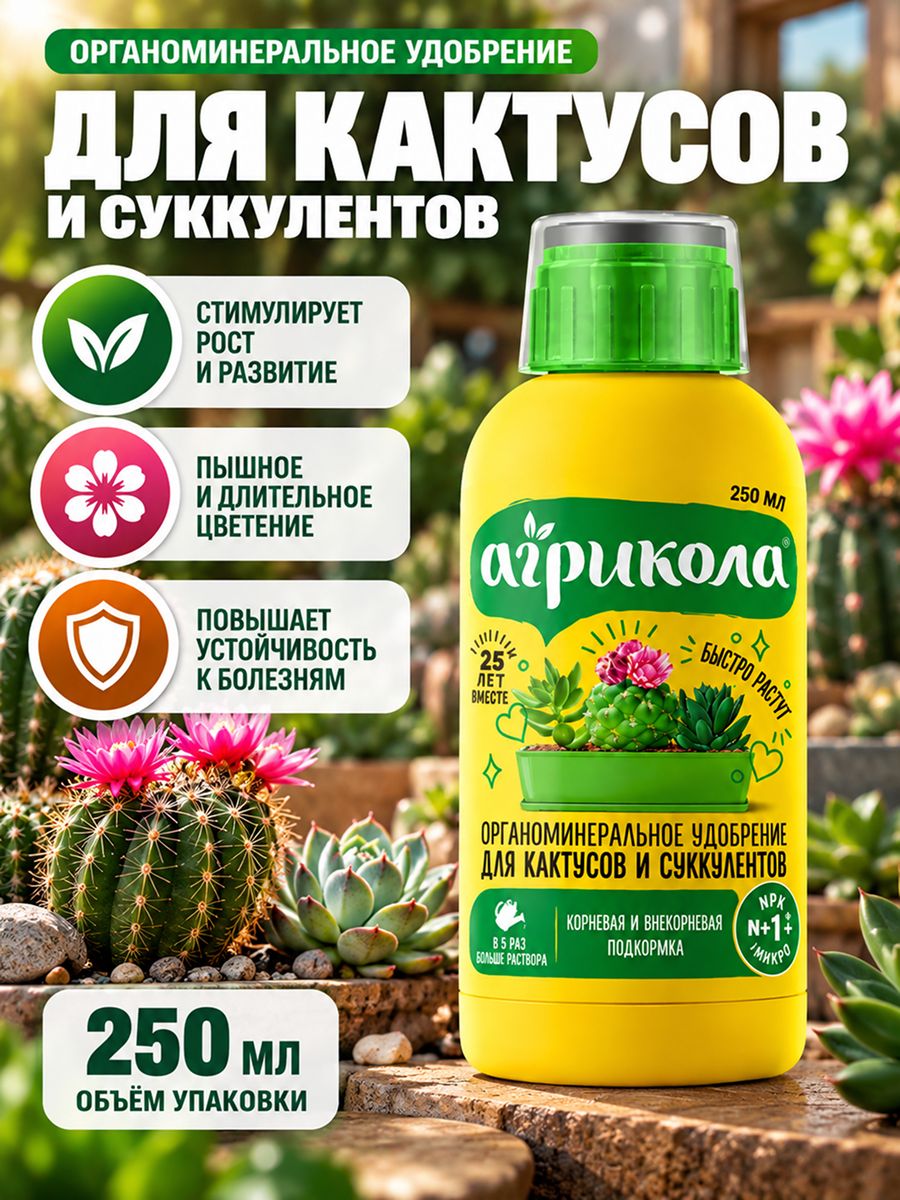 Жидкое удобрение для кактусов, 250 мл