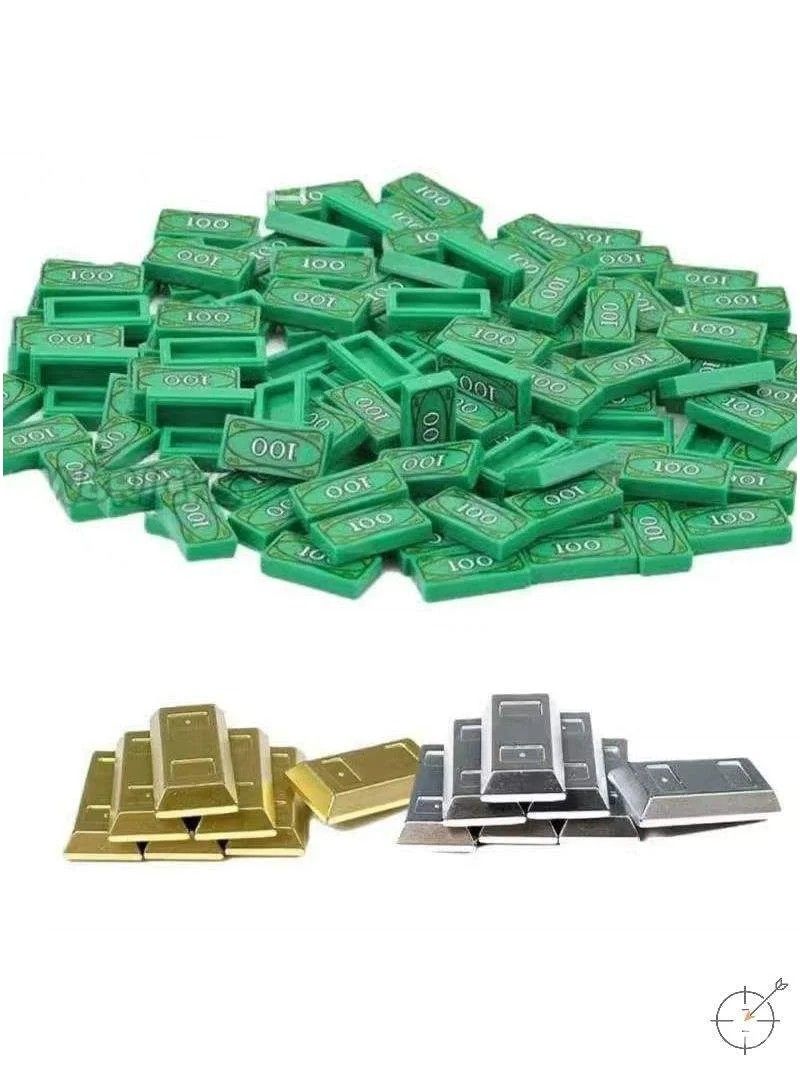 Деталь Lego-совместимая 1x2 с печатью 100 долларов , Набор зеленых печатных пластин для творческих проектов, Запасные части и аксессуары для конструирования