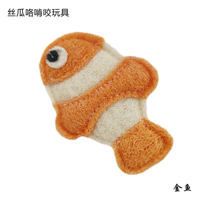 Кошачья игрушка из натуральной люфы клоун-рыба для снижения скуки и жевания