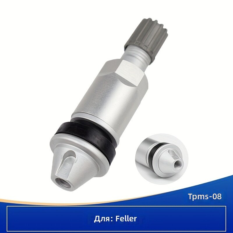 Клапаны для контроля давления в шинах TPMS, комплект 4 шт, черные, из резины и алюминиевого сплава с крепежными стойками, модель TPMS-08