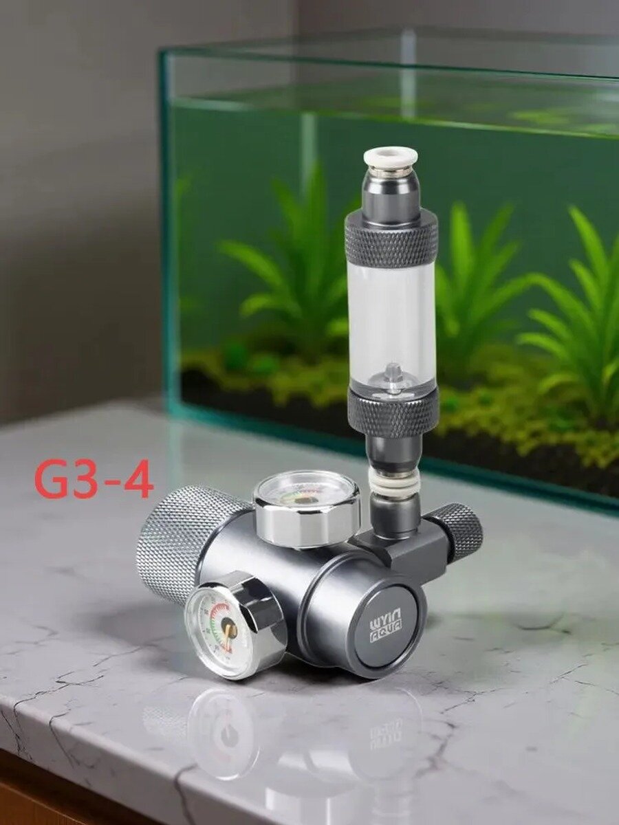 Редуктор давления CO2 для аквариума с манометром и счетчиком пузырьков, G3/4