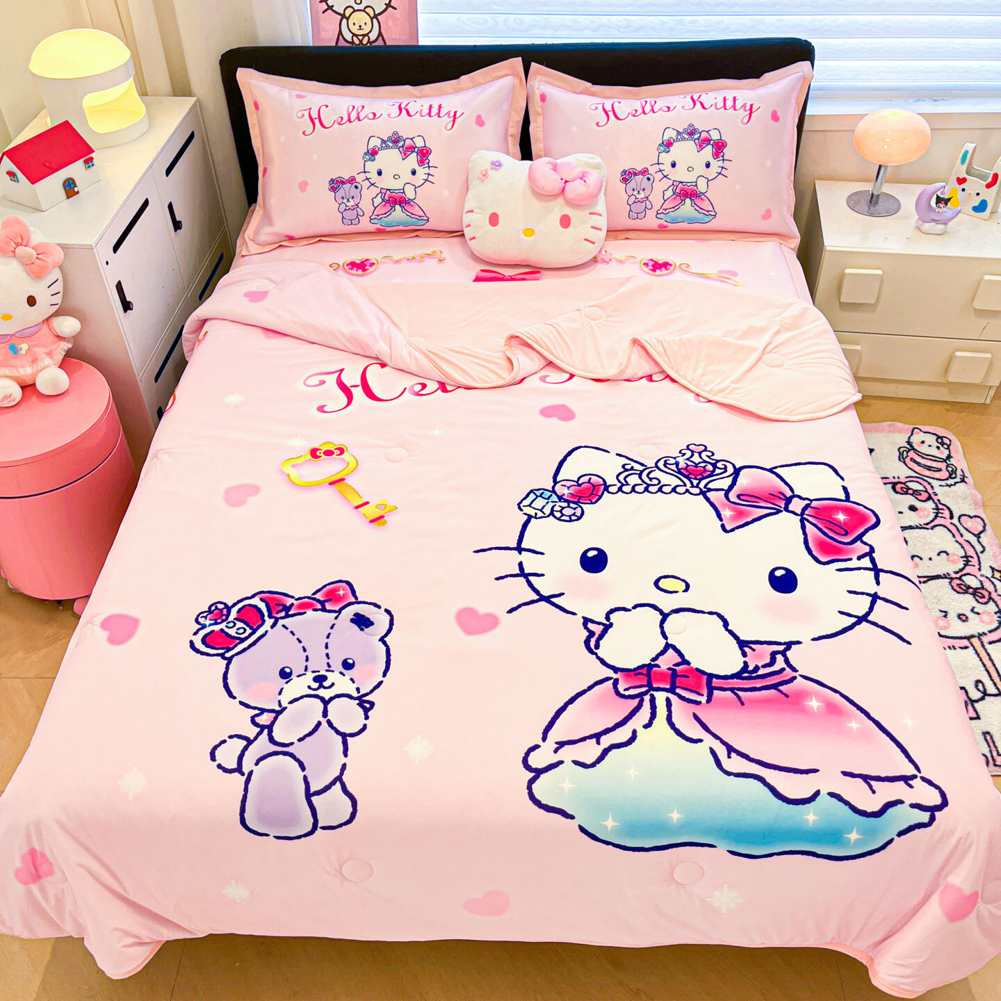 Летнее одеяло Sanrio Счастливый KT 150x200см Охлаждающее Шелковое Цифровая Печать Стирка Кондиционерное Одеяло