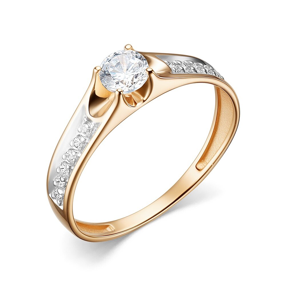 Кольцо 585GOLD, красное золото, 375 проба, золочение, фианит