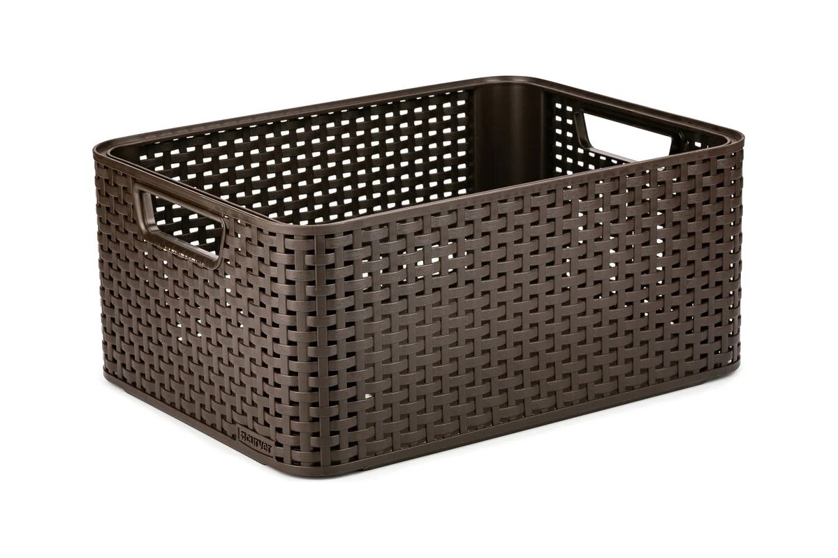 Корзина ПМ для хранения 6л 290 x190 x130 с ручками темно-коричневая Curver Style Box S 205824(3)