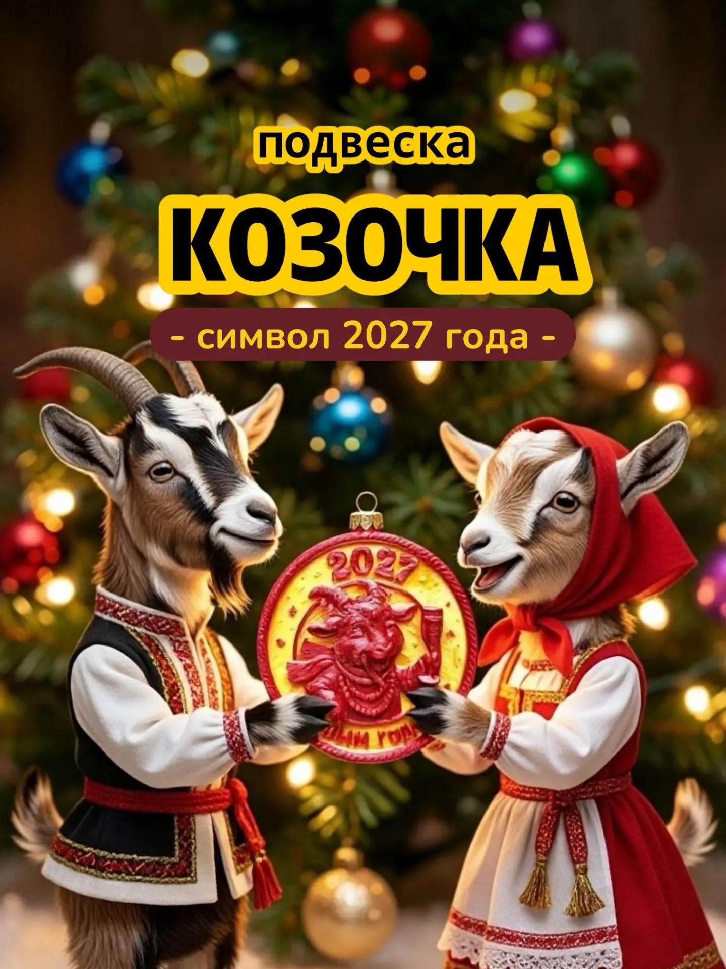 Ёлочная игрушка Весёлая козочка / Символ 2027 года / 3D печать