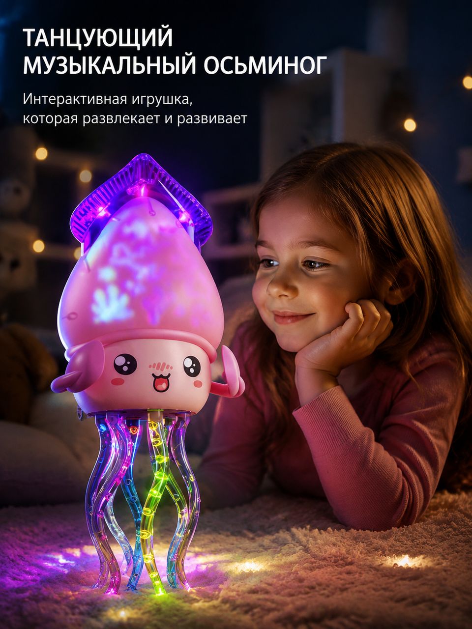 Популярный музыкальный интерактив "Танцующий кальмар" от BAZUMI, осьминог, выполненный в танцующем формате.