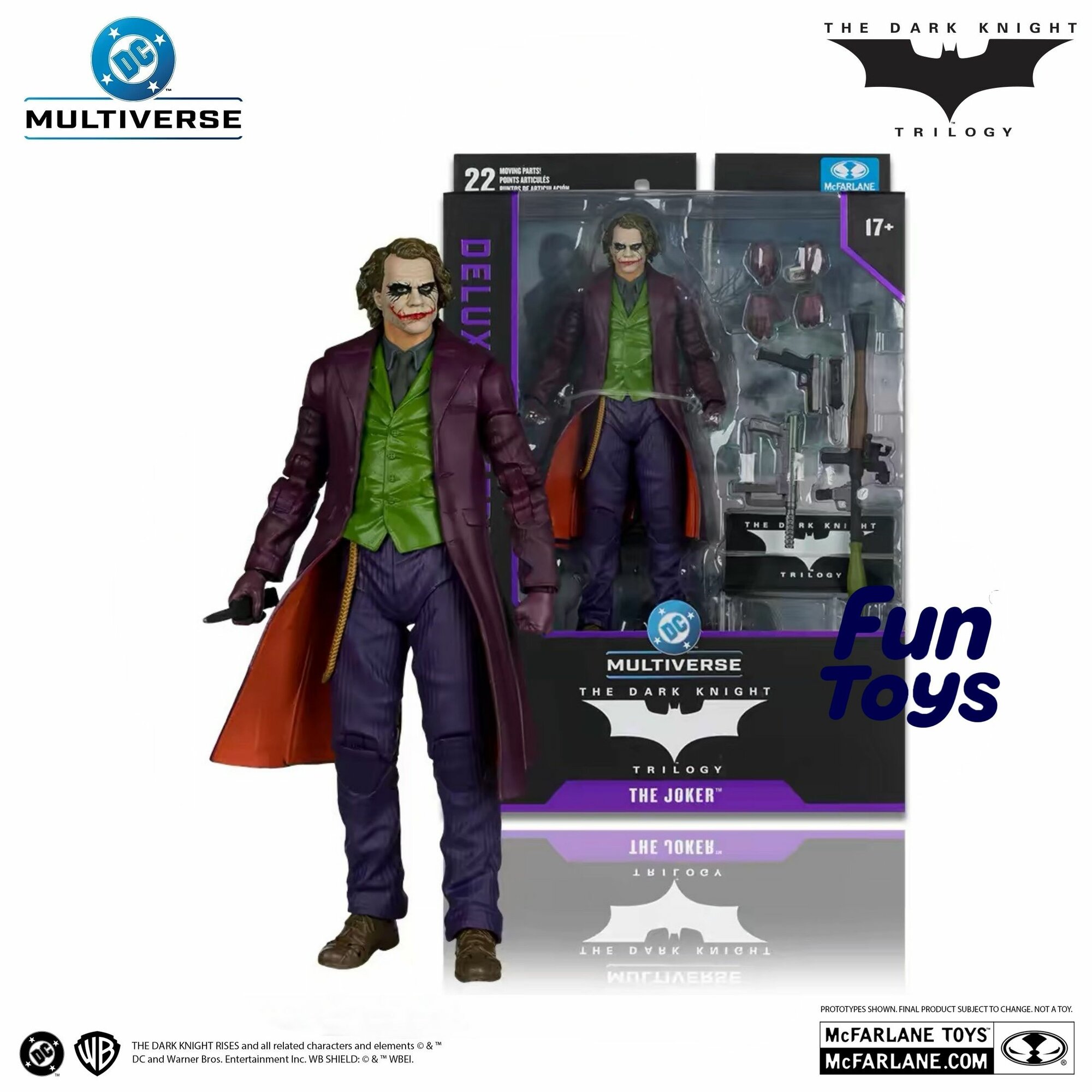 Фигурки McFarlane Toys - DC Multiverse, Collector's Series: The Dark Knight Trilogy The Joker, 1/10 movable model