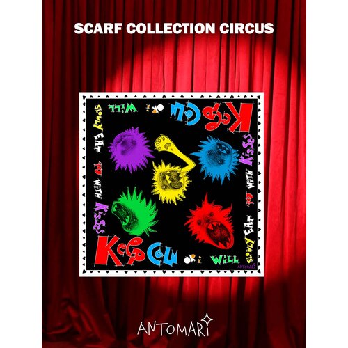 Платок ANTOMARI Circus для женщин,70х70 см, черный