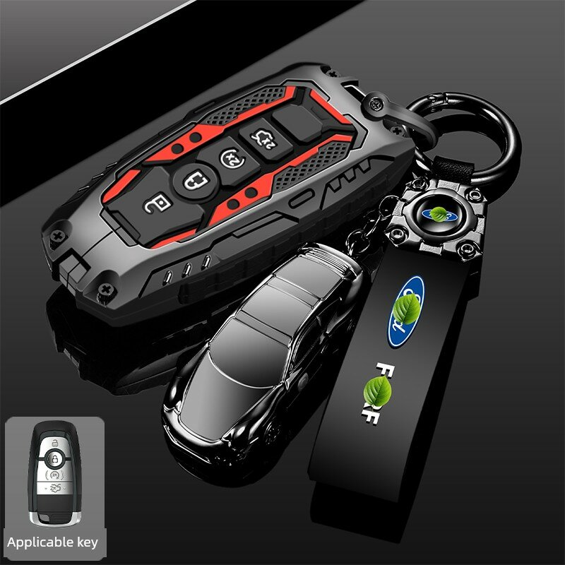 Кейс для ключей Ford для моделей 2013-2025 гг. (Mondeo, Focus, Edge, Explorer, F-150), 4-ключевой A03 кожаный шнурок,